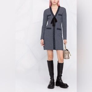 Sandro Sachou Knitted Dress with Bow
